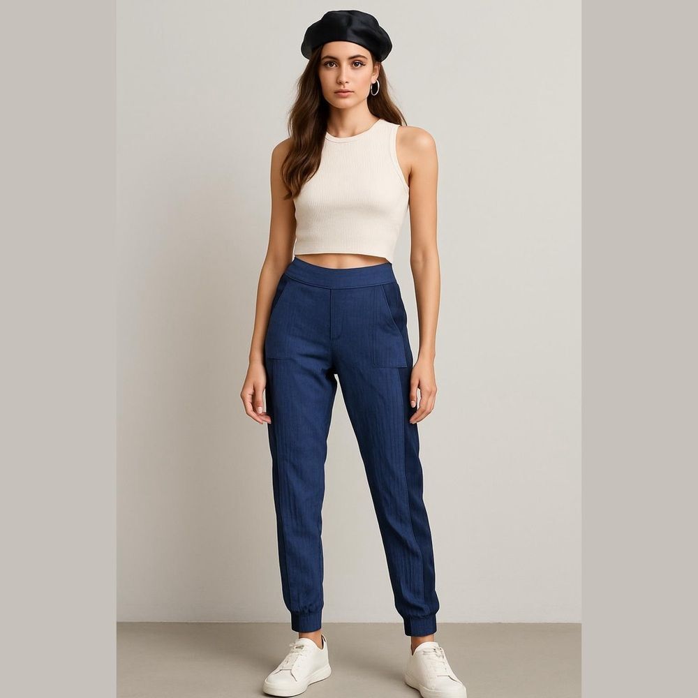 Veronica Beard Silk Blend Cuffed Jogger Blue- Size 0